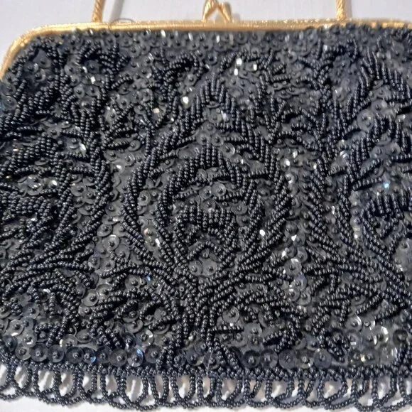 Richere Vintage Women's Black Beaded Evening Bag - Picture 7 of 7